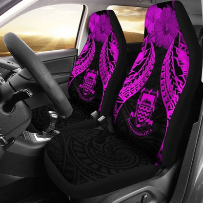 Tuvalu Polynesian Car Seat Covers Pride Seal And Hibiscus Pink -
