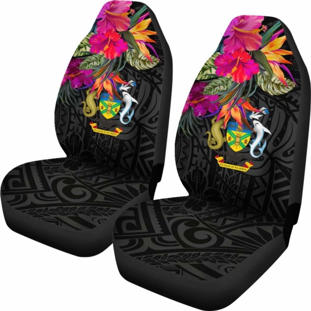 Solomon Islands Car Seat Covers - Polynesian Hibiscus Pattern -