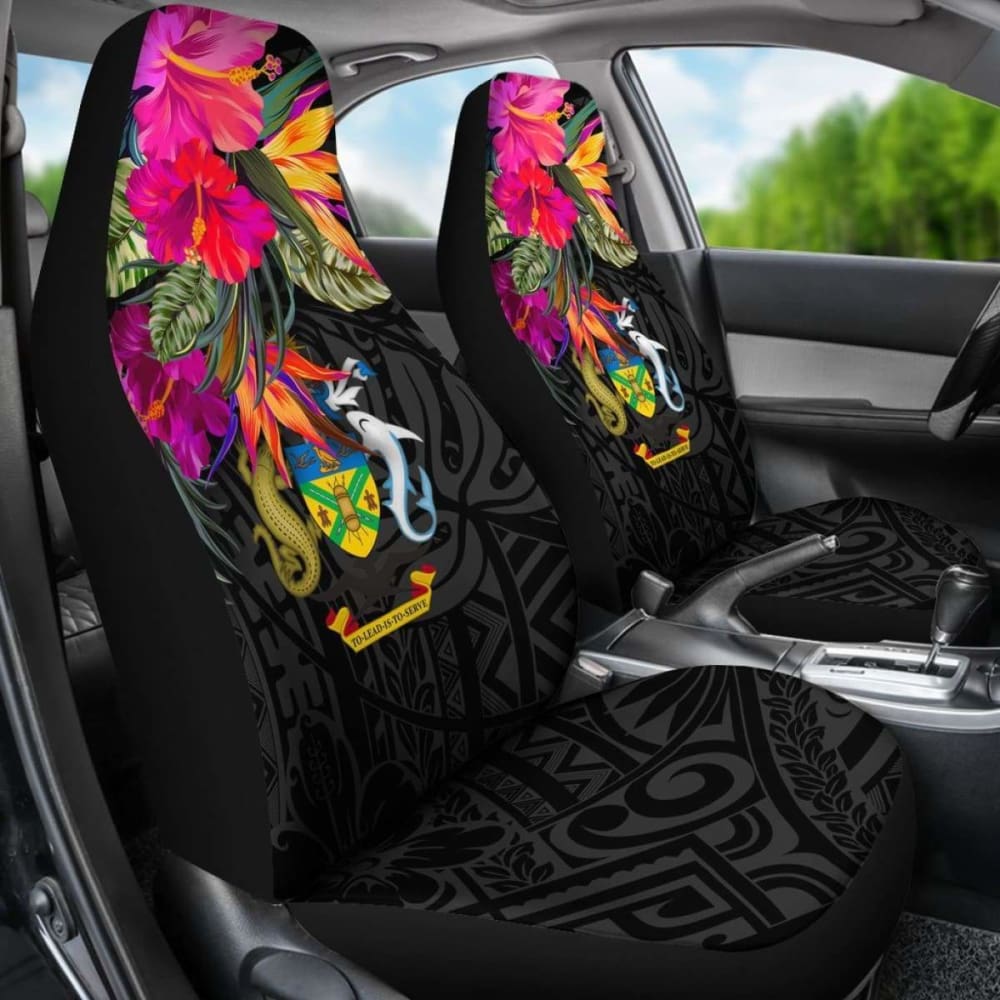 Solomon Islands Car Seat Covers - Polynesian Hibiscus Pattern -