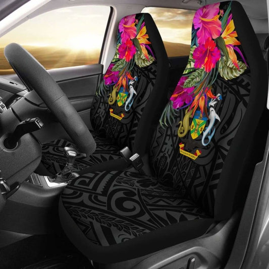 Solomon Islands Car Seat Covers - Polynesian Hibiscus Pattern -