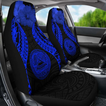 American Samoa Polynesian Car Seat Covers Pride Seal And Hibiscus Blue -