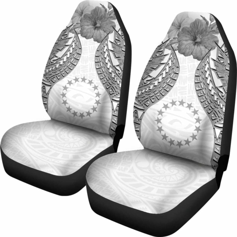 Cook Islands Polynesian Car Seat Covers Pride Seal And Hibiscus White -