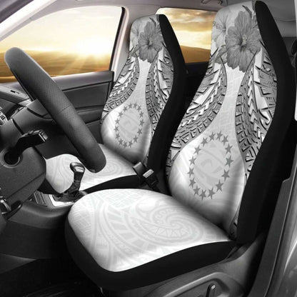 Cook Islands Polynesian Car Seat Covers Pride Seal And Hibiscus White -