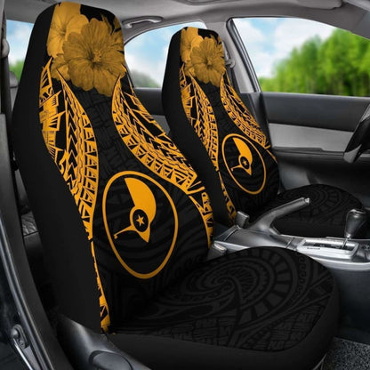 Yap Polynesian Car Seat Covers Pride Seal And Hibiscus Gold -