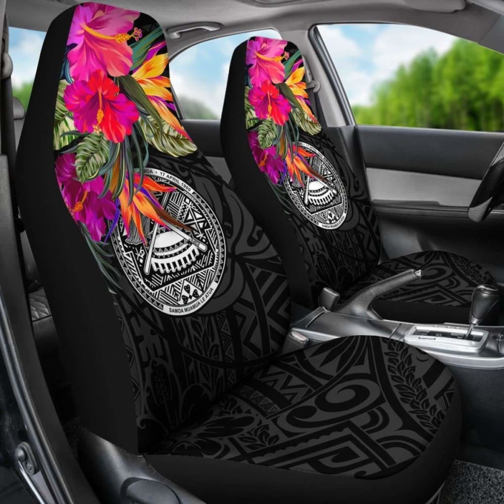 American Samoa Car Seat Covers - Polynesian Hibiscus Pattern -