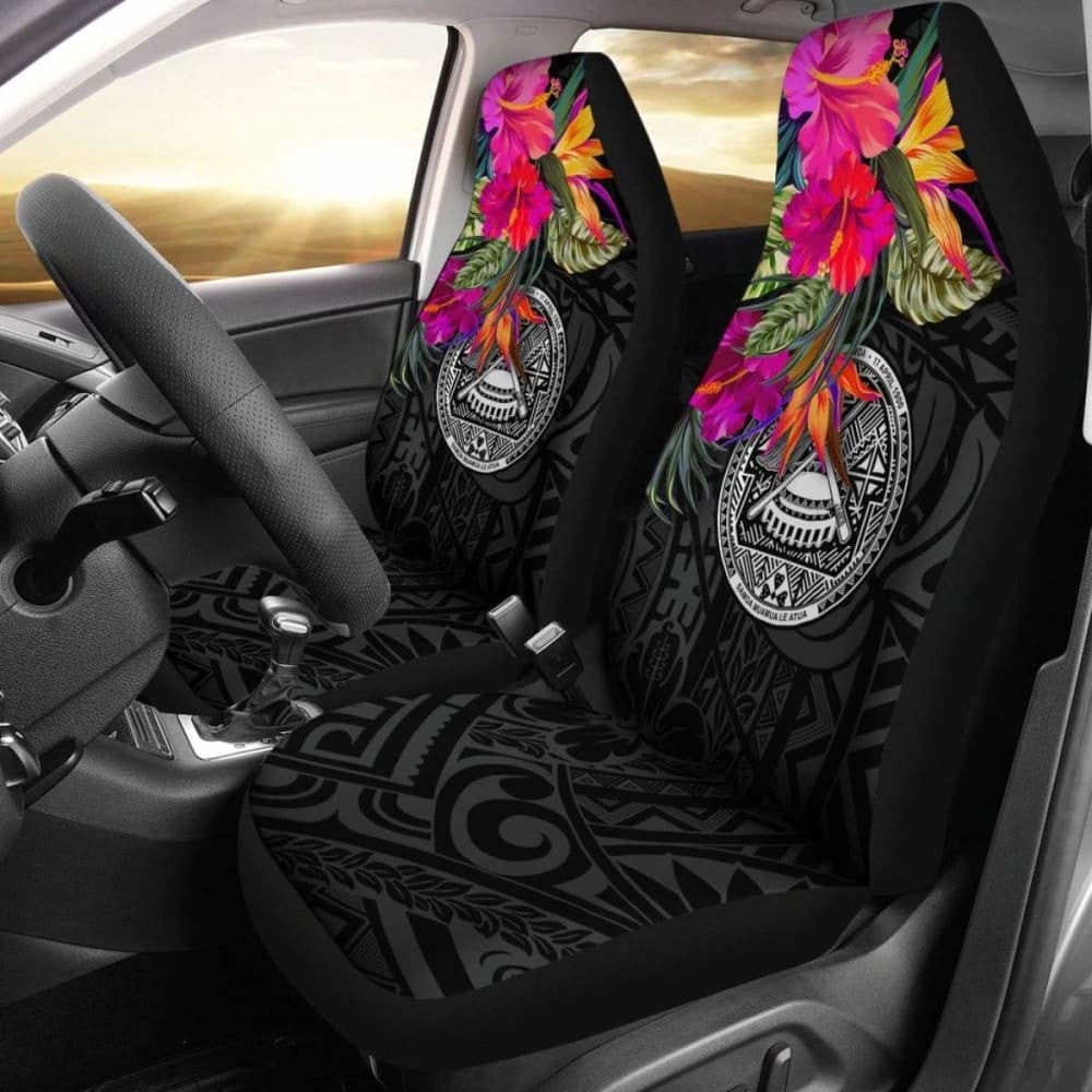 American Samoa Car Seat Covers - Polynesian Hibiscus Pattern -