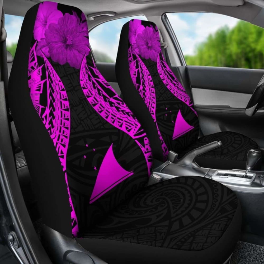Tokelau Polynesian Car Seat Covers Pride Seal And Hibiscus Pink -