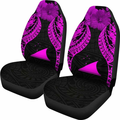 Tokelau Polynesian Car Seat Covers Pride Seal And Hibiscus Pink -
