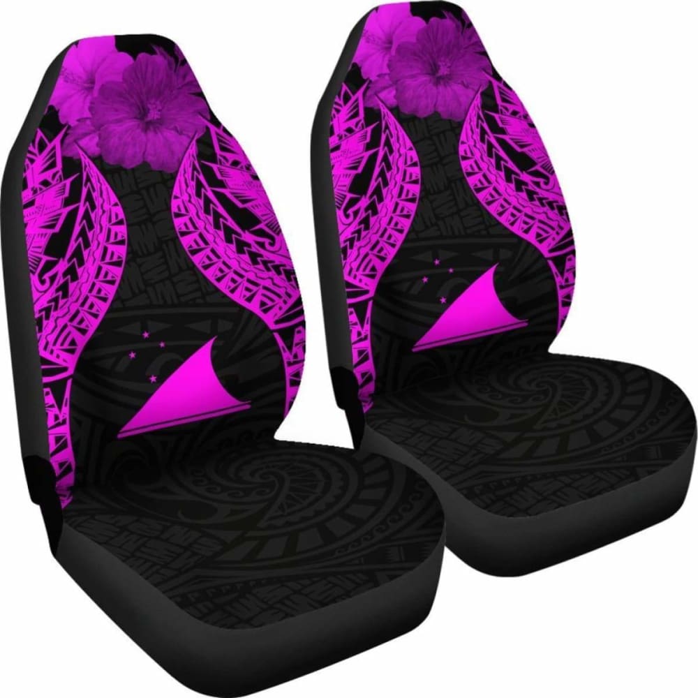 Tokelau Polynesian Car Seat Covers Pride Seal And Hibiscus Pink -