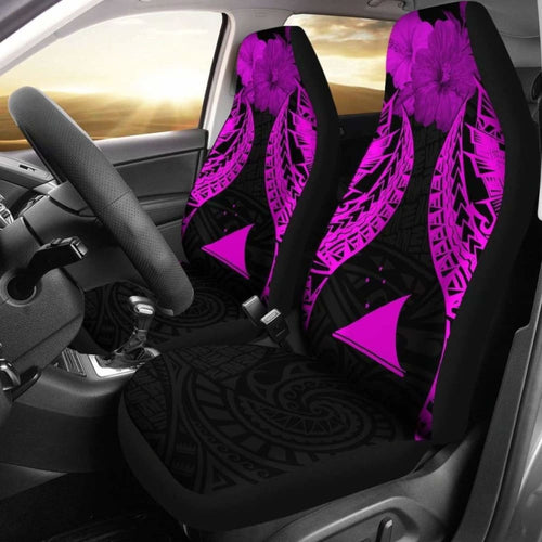 Tokelau Polynesian Car Seat Covers Pride Seal And Hibiscus Pink -