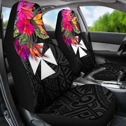Wallis And Futuna Car Seat Covers - Polynesian Hibiscus Pattern -