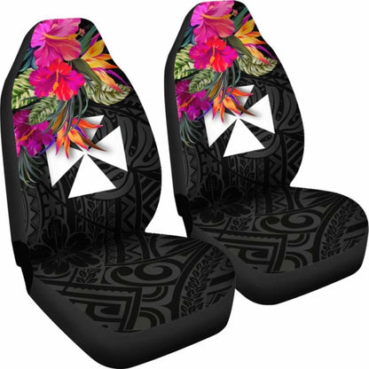 Wallis And Futuna Car Seat Covers - Polynesian Hibiscus Pattern -