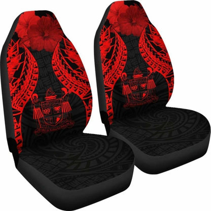 Fiji Polynesian Car Seat Covers Pride Seal And Hibiscus Red -