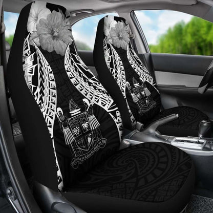 Fiji Polynesian Car Seat Covers Pride Seal And Hibiscus Black -