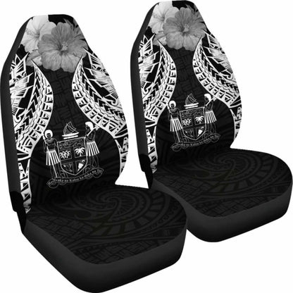 Fiji Polynesian Car Seat Covers Pride Seal And Hibiscus Black -