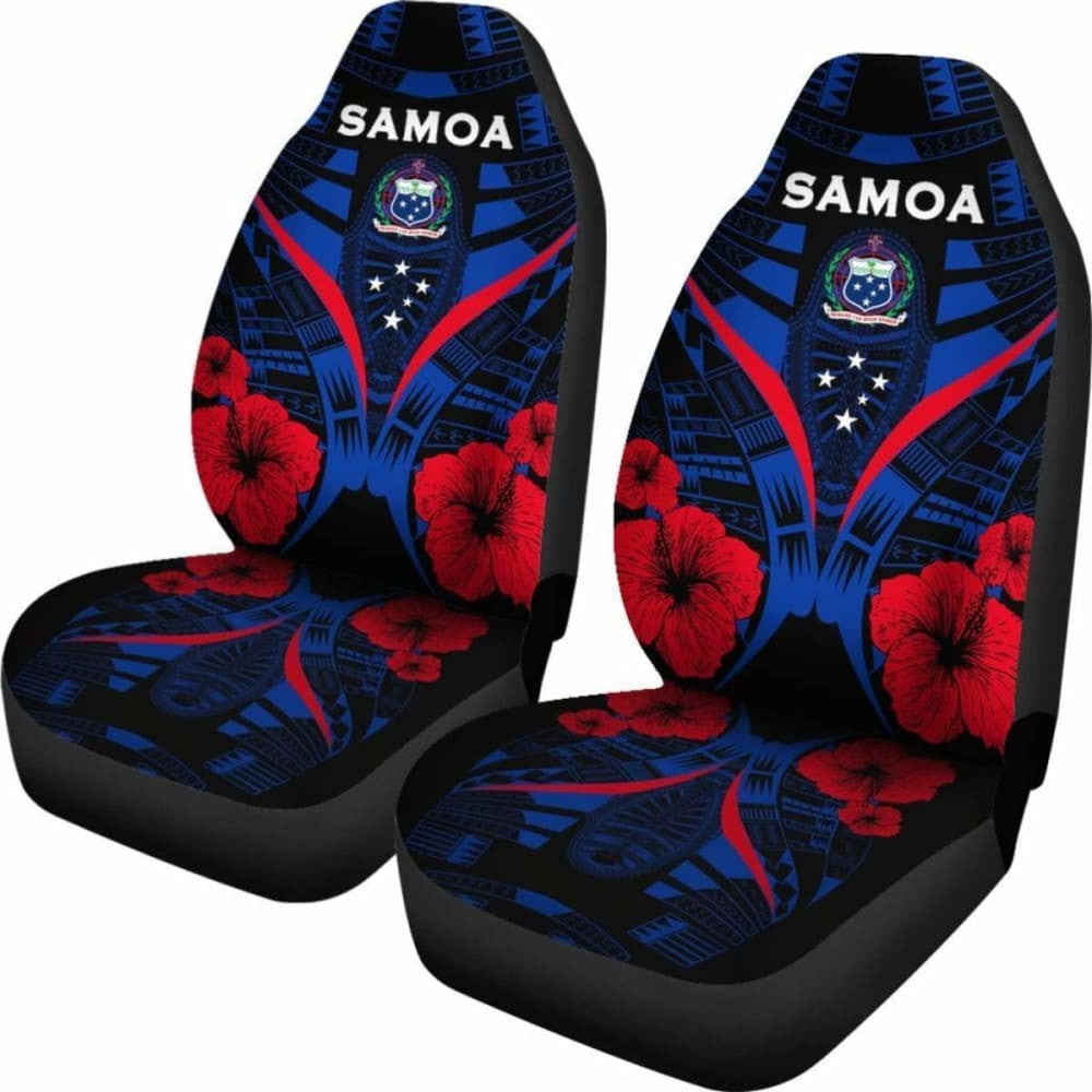 Samoa Car Seat Covers - Samoa Coat Of Arms Hibiscus Polynesian Tattoo -