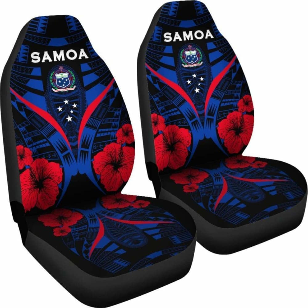 Samoa Car Seat Covers - Samoa Coat Of Arms Hibiscus Polynesian Tattoo -