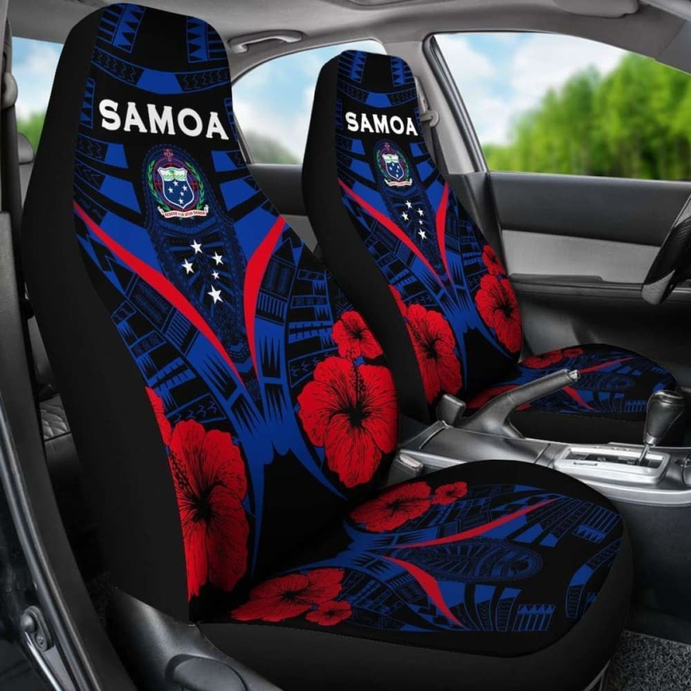 Samoa Car Seat Covers - Samoa Coat Of Arms Hibiscus Polynesian Tattoo -