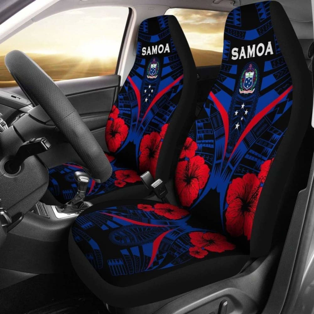 Samoa Car Seat Covers - Samoa Coat Of Arms Hibiscus Polynesian Tattoo -