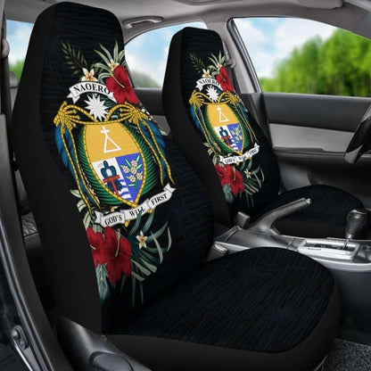 Nauru Car Seat Covers - Nauru Coat Of Arms Hibiscus -