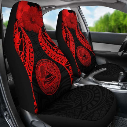 American Samoa Polynesian Car Seat Covers Pride Seal And Hibiscus Red -