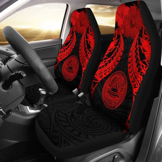 American Samoa Polynesian Car Seat Covers Pride Seal And Hibiscus Red -