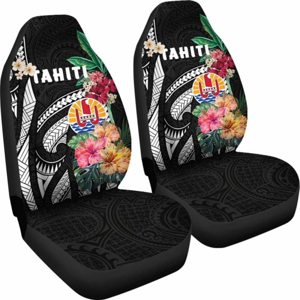 Tahiti Car Seat Covers Coat Of Arms Polynesian With Hibiscus