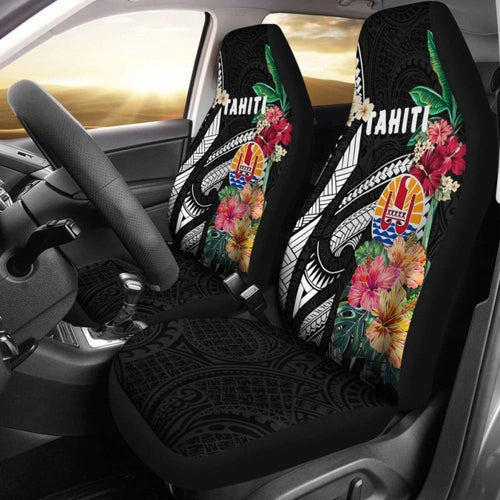 Tahiti Car Seat Covers Coat Of Arms Polynesian With Hibiscus