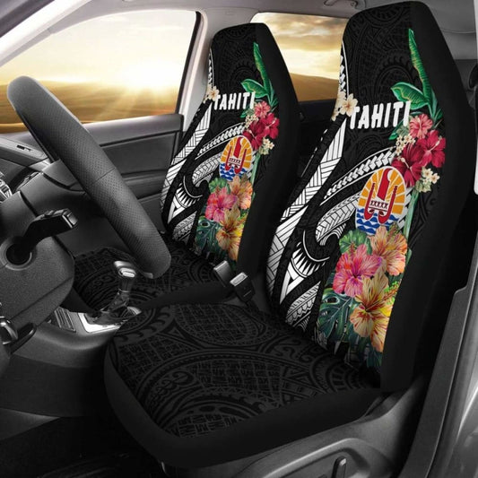 Tahiti Car Seat Covers Coat Of Arms Polynesian With Hibiscus