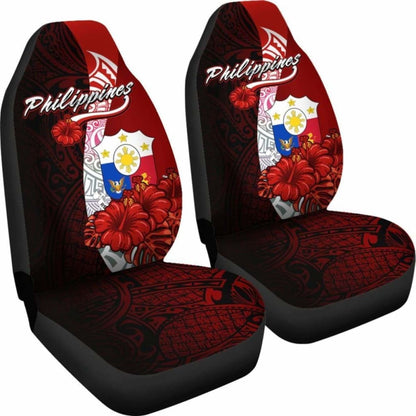 Philippines Polynesian Car Seat Covers - Coat Of Arm With Hibiscus -
