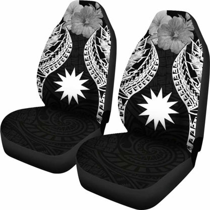Nauru Polynesian Car Seat Covers Pride Seal And Hibiscus Black -