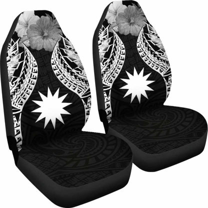 Nauru Polynesian Car Seat Covers Pride Seal And Hibiscus Black -