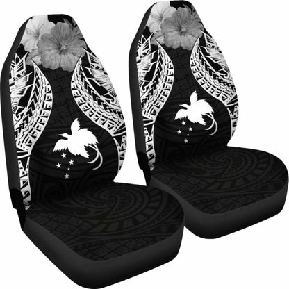 Papua New Guinea Polynesian Car Seat Covers Pride Seal And Hibiscus Black -