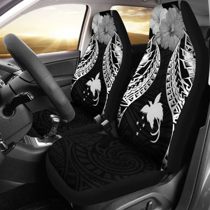 Papua New Guinea Polynesian Car Seat Covers Pride Seal And Hibiscus Black -