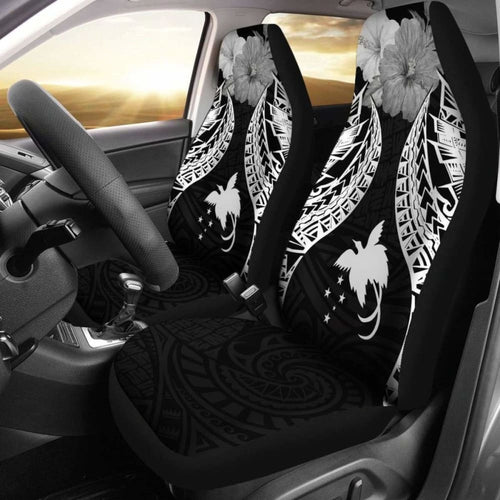 Papua New Guinea Polynesian Car Seat Covers Pride Seal And Hibiscus Black -