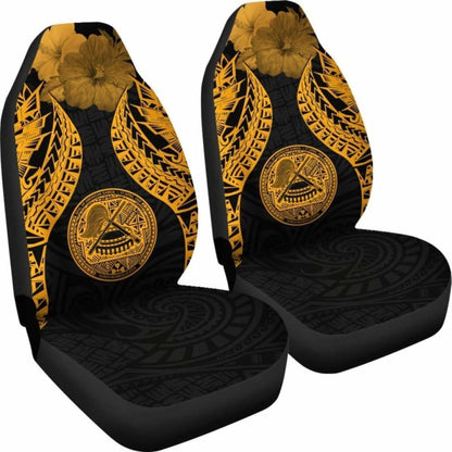 American Samoa Polynesian Car Seat Covers Pride Seal And Hibiscus Gold -