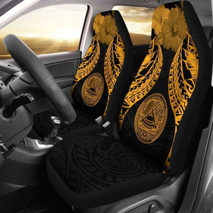 American Samoa Polynesian Car Seat Covers Pride Seal And Hibiscus Gold -