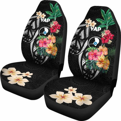 Yap Car Seat Covers Coat Of Arms Polynesian With Hibiscus
