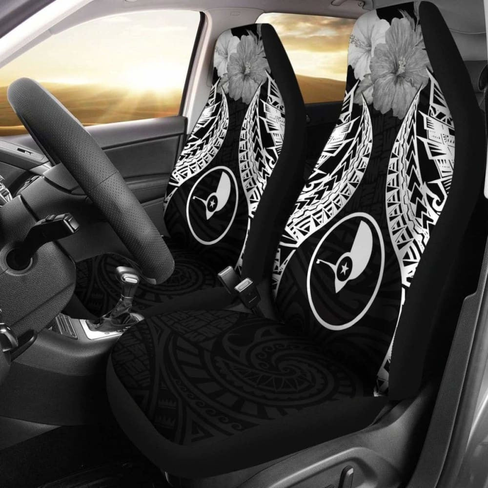 Yap Polynesian Car Seat Covers Pride Seal And Hibiscus Black -