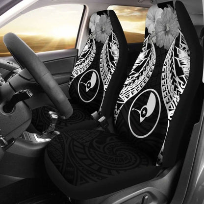 Yap Polynesian Car Seat Covers Pride Seal And Hibiscus Black -