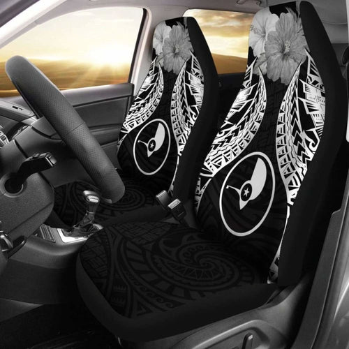 Yap Polynesian Car Seat Covers Pride Seal And Hibiscus Black -