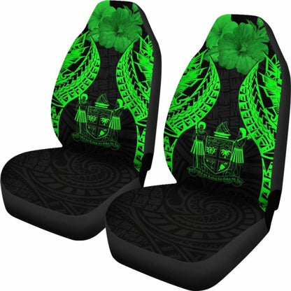 Fiji Polynesian Car Seat Covers Pride Seal And Hibiscus Green -