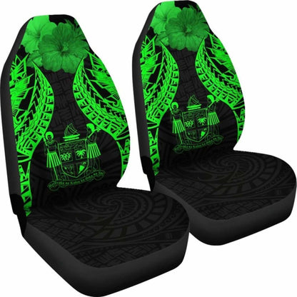 Fiji Polynesian Car Seat Covers Pride Seal And Hibiscus Green -