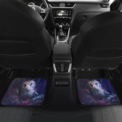 Owl Blue Red Eyes Art Design Car Floor Mats Animals Fantasy