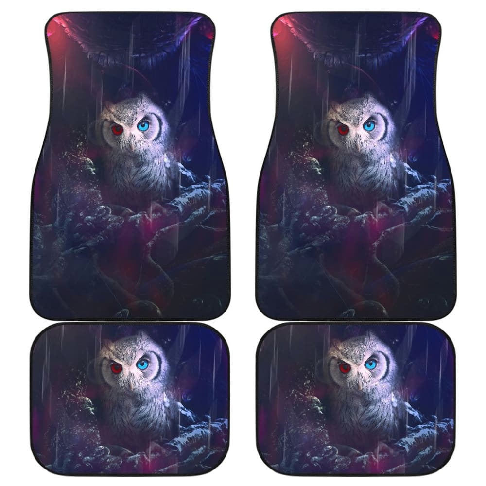 Owl Blue Red Eyes Art Design Car Floor Mats Animals Fantasy