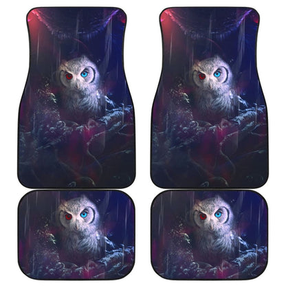 Owl Blue Red Eyes Art Design Car Floor Mats Animals Fantasy