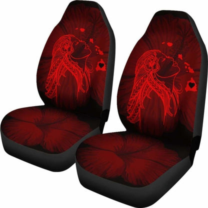 Alohawaii Car Seat Covers - Hawaii Hula Girl Hibiscus Map Red -