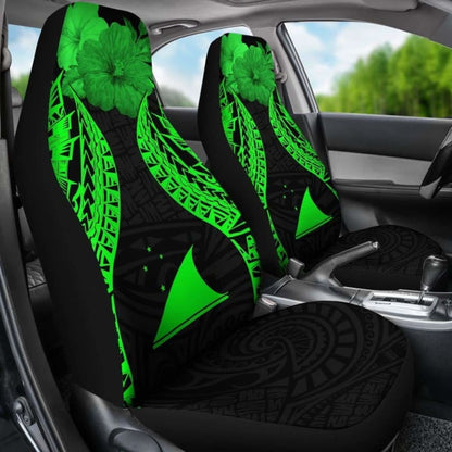 Tokelau Polynesian Car Seat Covers Pride Seal And Hibiscus Green -