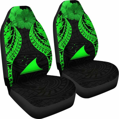 Tokelau Polynesian Car Seat Covers Pride Seal And Hibiscus Green -