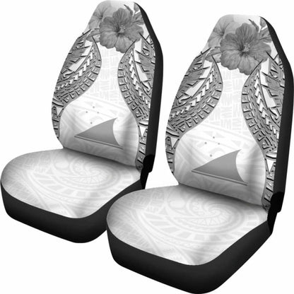 Tokelau Polynesian Car Seat Covers Pride Seal And Hibiscus White -